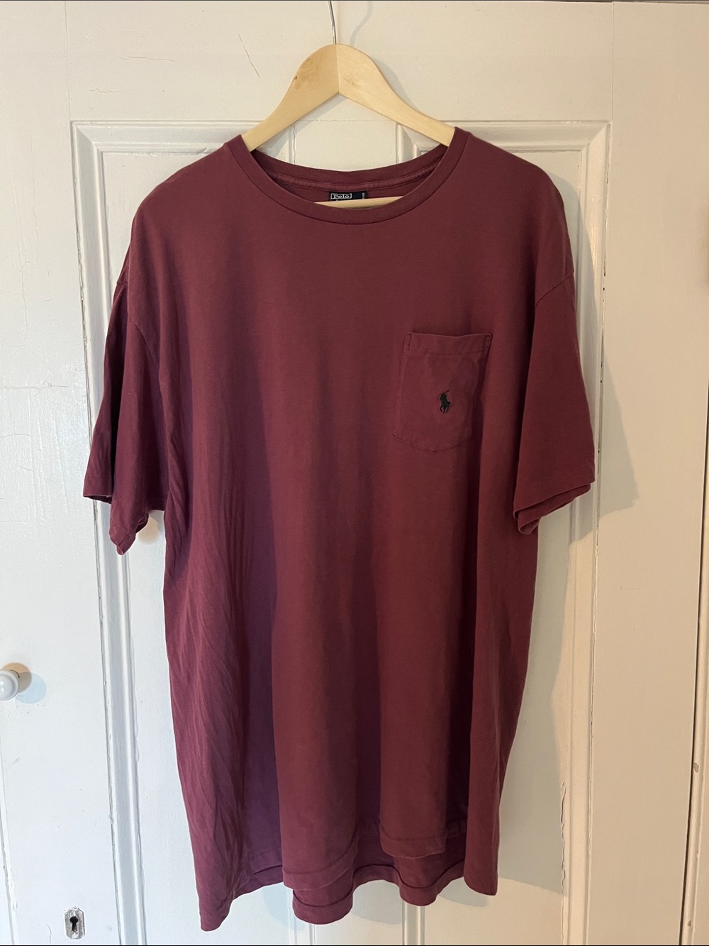 Vintage Polo by Ralph Lauren Men’s Pocket T-Shirt in Burgundy